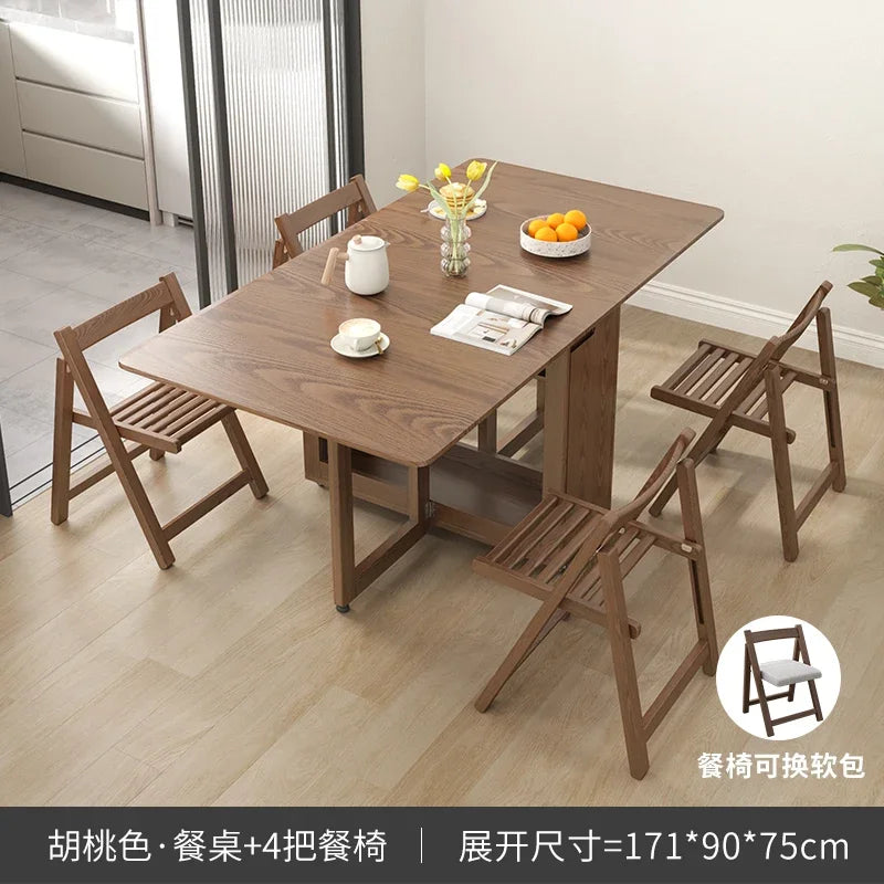 Folding Dining Table Set 6 Chairs, Luxury Modern Space Savers