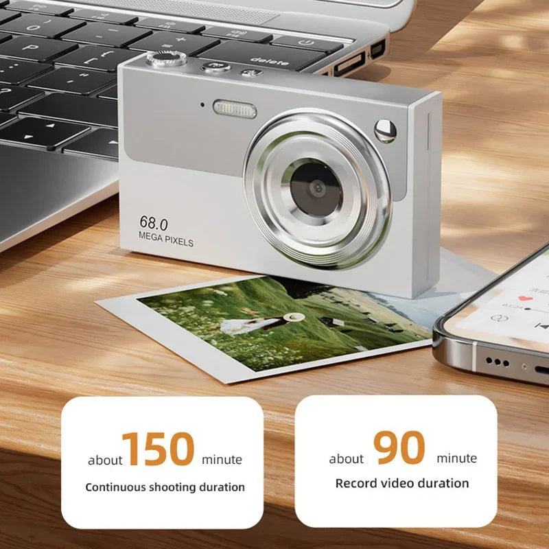 Lenovo 68MP Dual Lens CCD Digital Camera 4K WiFi Video Camera 16X Zoom Autofocus Anti-Shake Built-in Flash Portable Vlog Camera