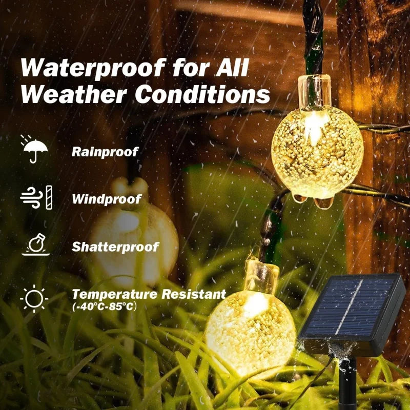 Outdoor Solar String Lights 60 LED Crystal Globe Lights
