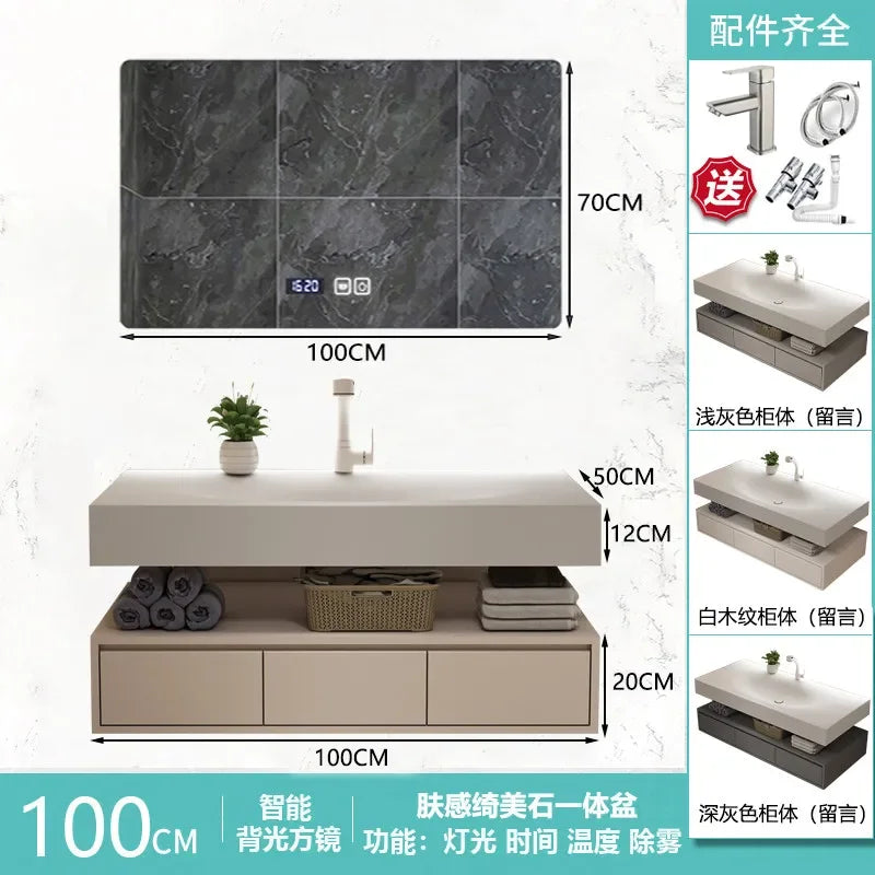 Modern Integrated Bathroom Vanity Washstand Basin, Combined Cabinet