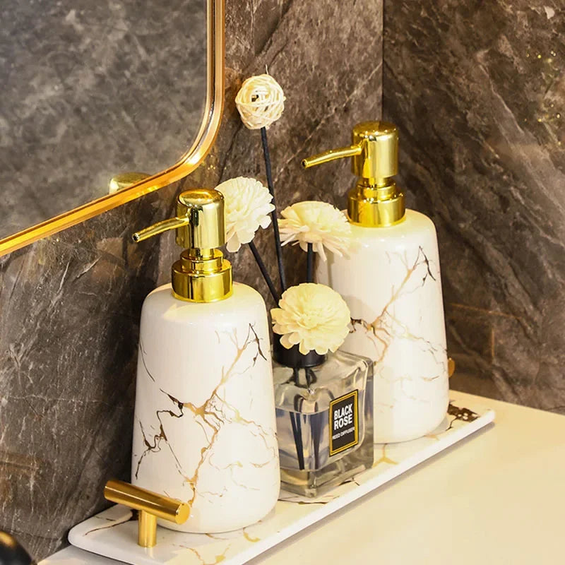Creative Marble Texture Ceramic  Bathroom Accessories Set
