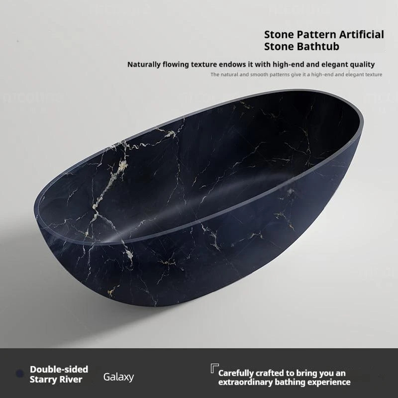 Artificial Stone Bathtub, Marble Look Freestanding Tub