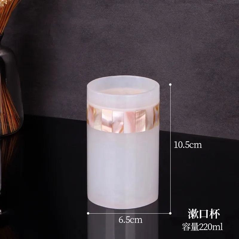 Natural Color Resin Toothbrush Set, Bathroom Accessories, Toilet Cup, 5 Piece Set
