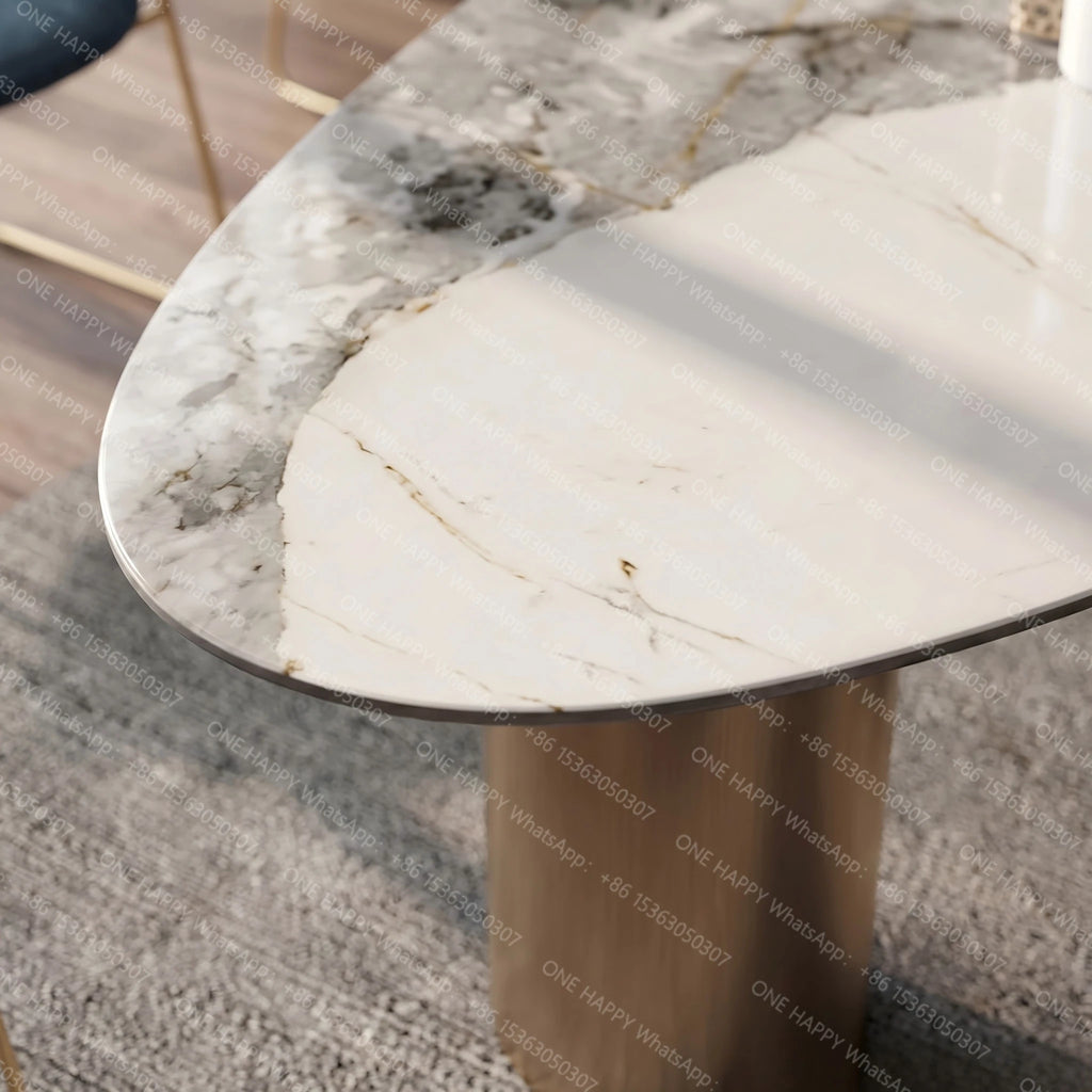 Any Size Custom Italian Marble Dining Table Natural Stone Luxury Dining Set Villa Mansion Penthouse Kitchen Home Furniture Decor