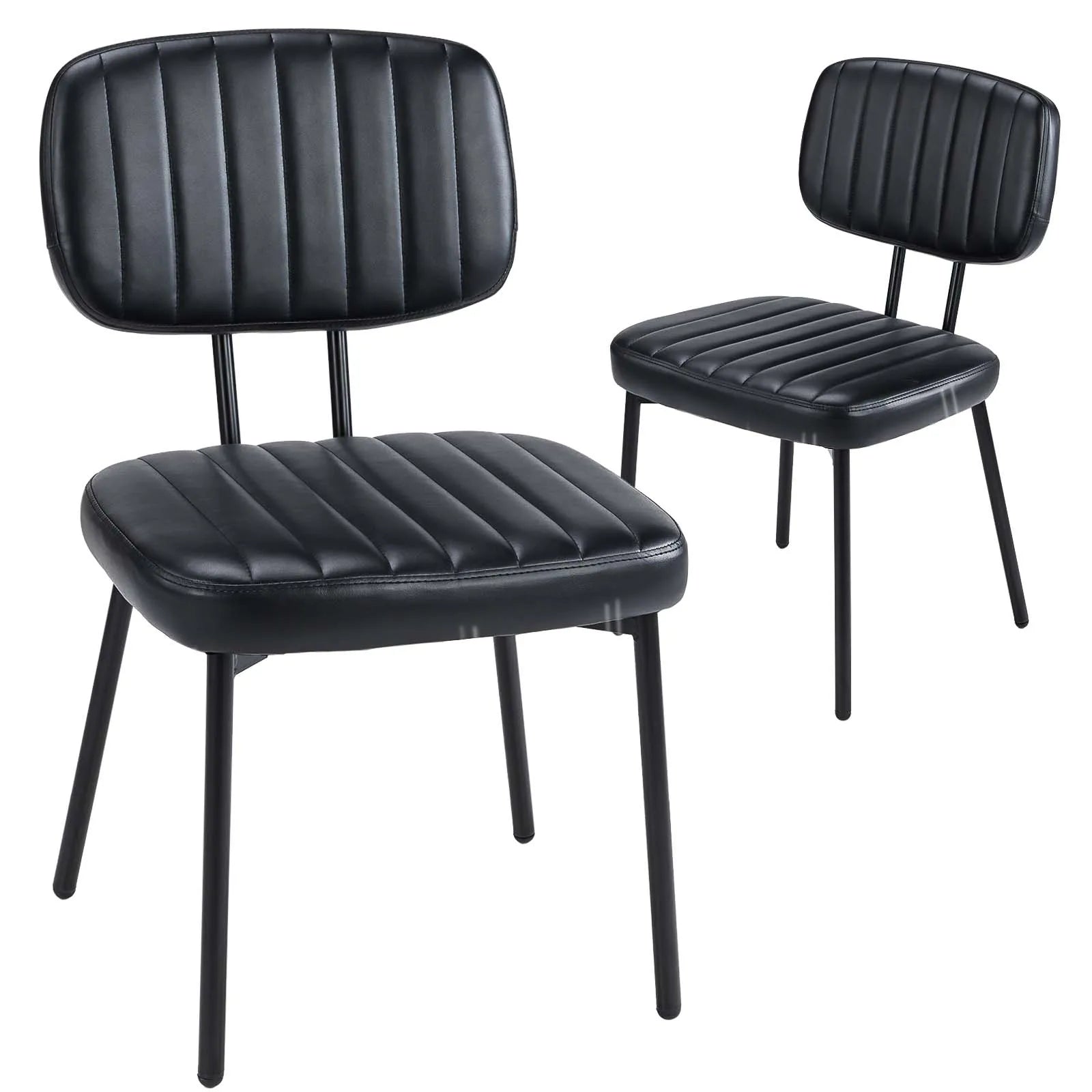 JHK Faux Leather Modern Dining Chairs Set of 2,