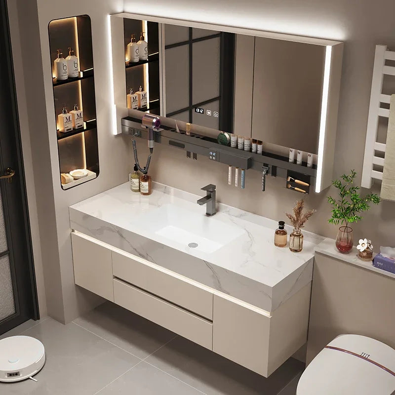Luxury Bathroom Vanity Cabinet with Storage, Mirror, Wall Shelves