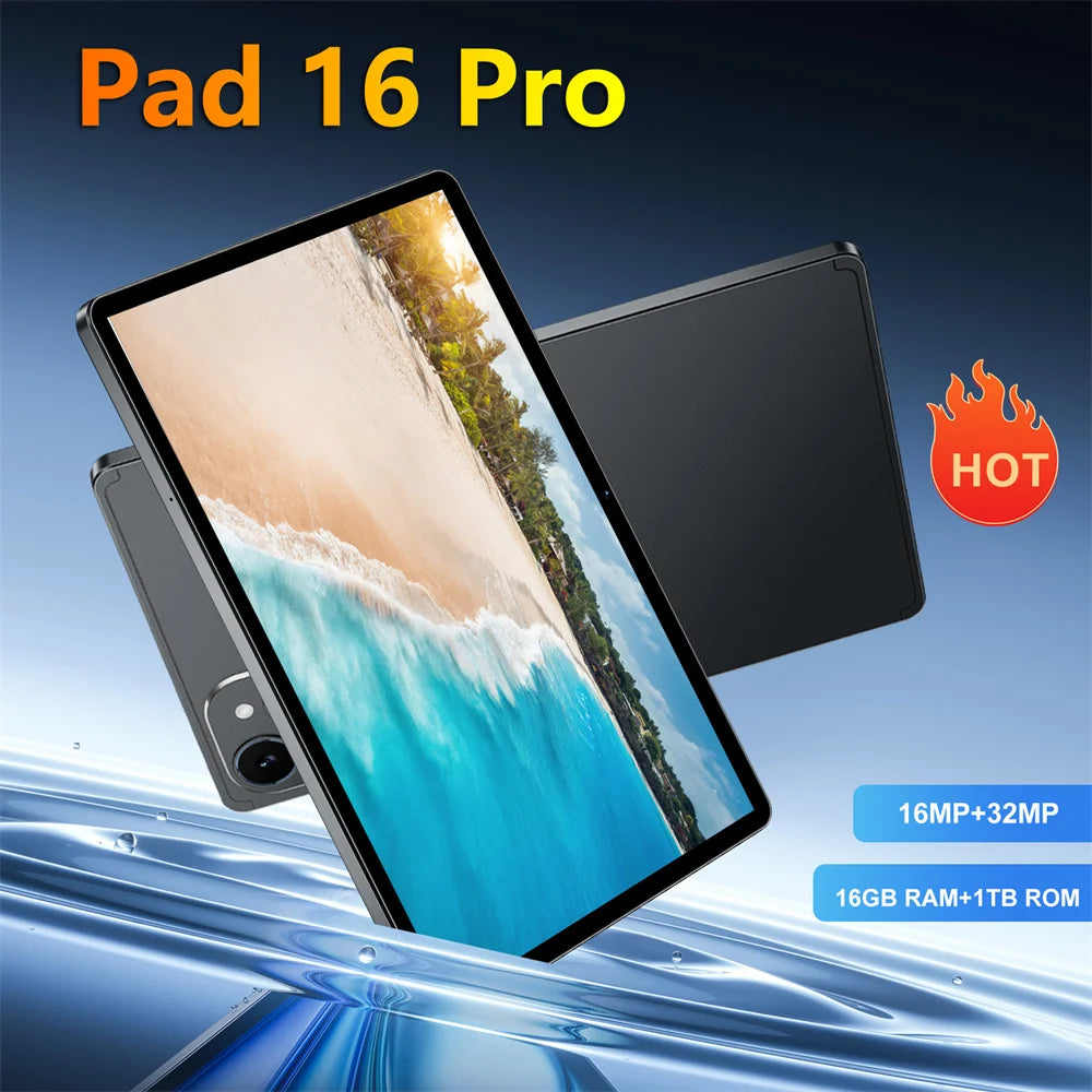 NEW Pad 16 Pro Android Tablet PC 22GB+2TB 10.1HD Ultra-clear 10000mAh Battery Original Global Version Tablet 4G 5G Dual SlM Tab
