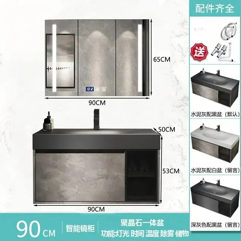 Modern Bathroom Cabinet, Smart Mirror, Integrated Washbasin Bathroom Vanity Cabinets with Sink
