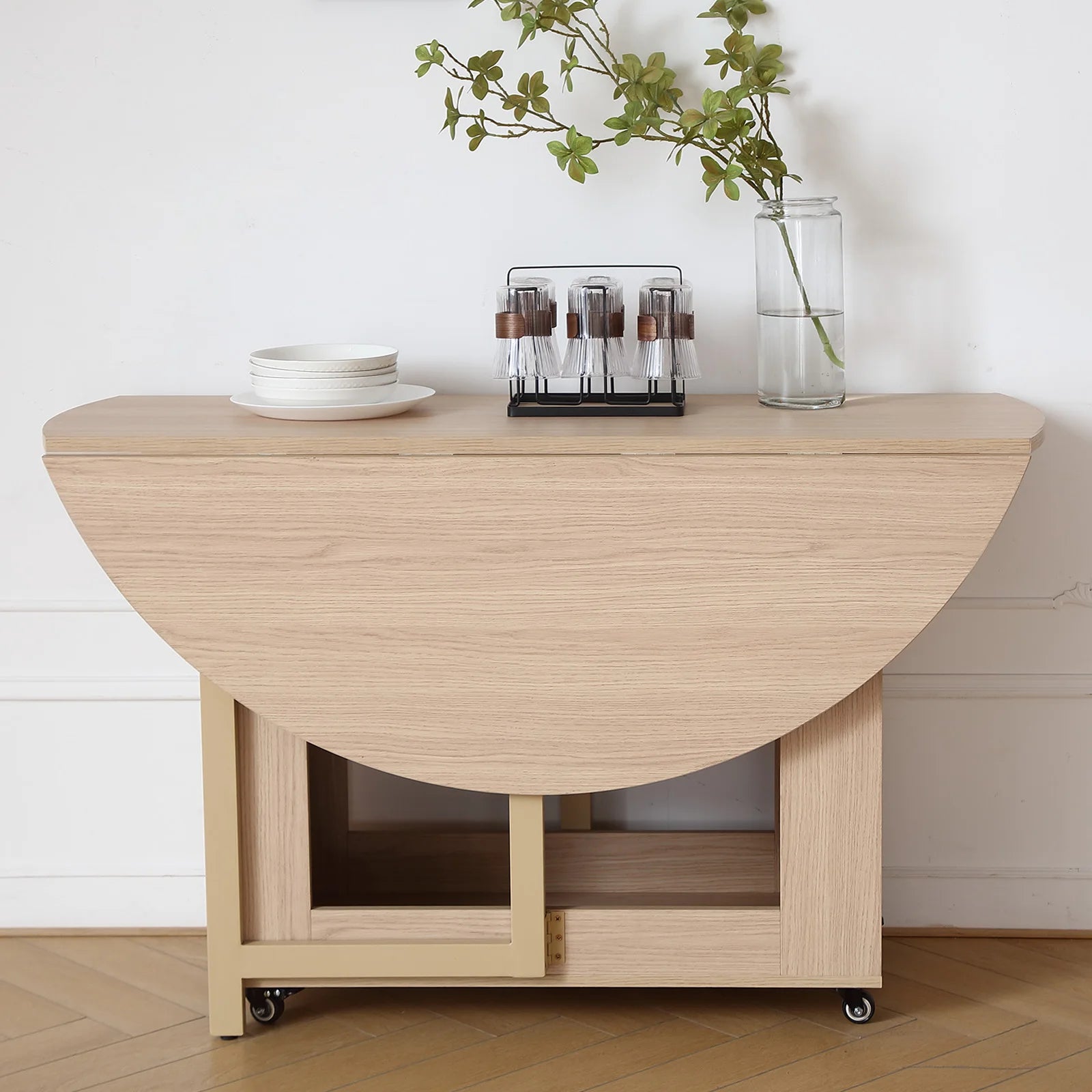 Multifunctional Round Folding Dining Table with Dining Chairs