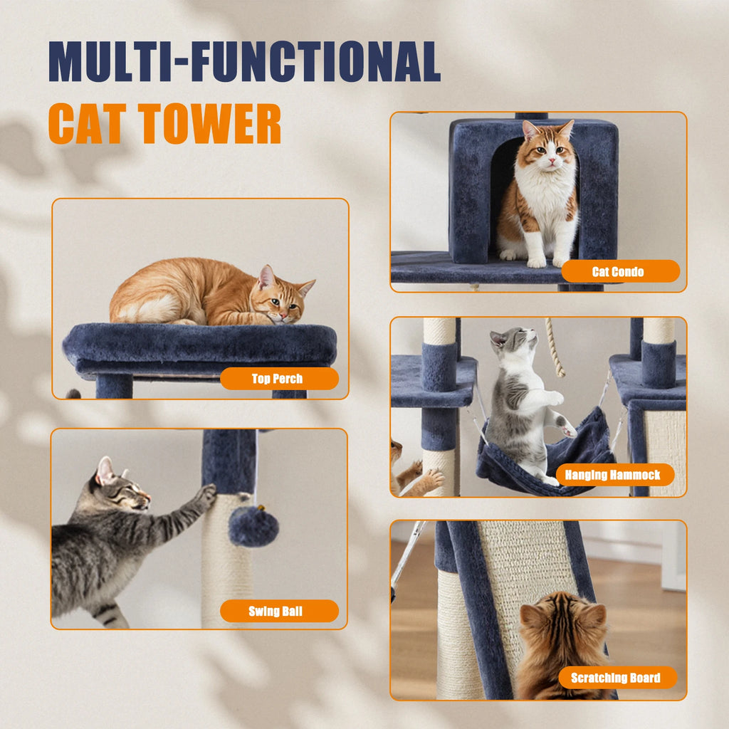 JHK 63In Cat Tree, Tall Multi-Cat Climbing Tower