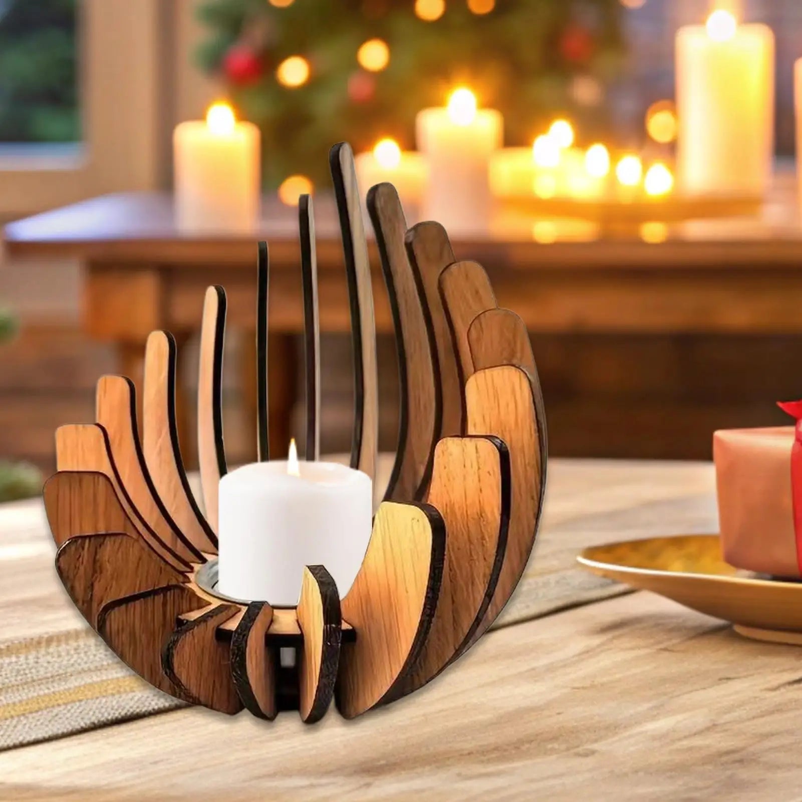 Wooden Candle Holder Creative Candlestick Tea Light Holders Aromatherapy Candle Centerpieces for Party Holiday Home Table