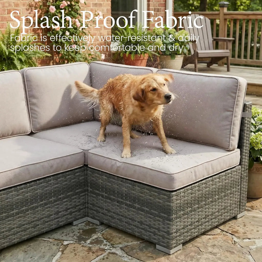 8 Piece Patio Furniture Set with 44" Propane Gas Fire Pit Table,