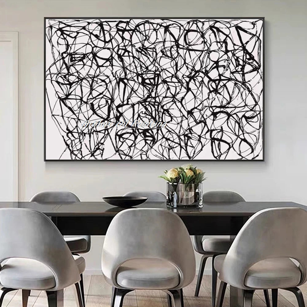 Arthyx,Hand Painted Copy Jackson Pollock Style Oil Painting on Canvas