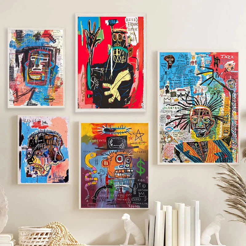 Graffiti Artist Jean Michel Abstract Canvas Art Poster and Print Canvas Paintings