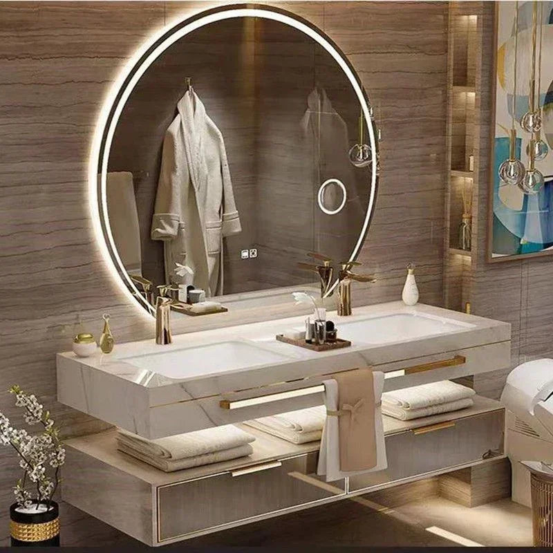 Modern Slate Bathroom Cabinet with Double Washbasin Smart Mirror