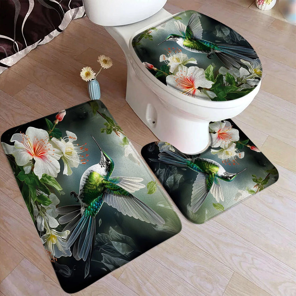 Bath Mat Set, Bathroom Decor Floor Rugs, U-Mats, Toilet Lid Cover