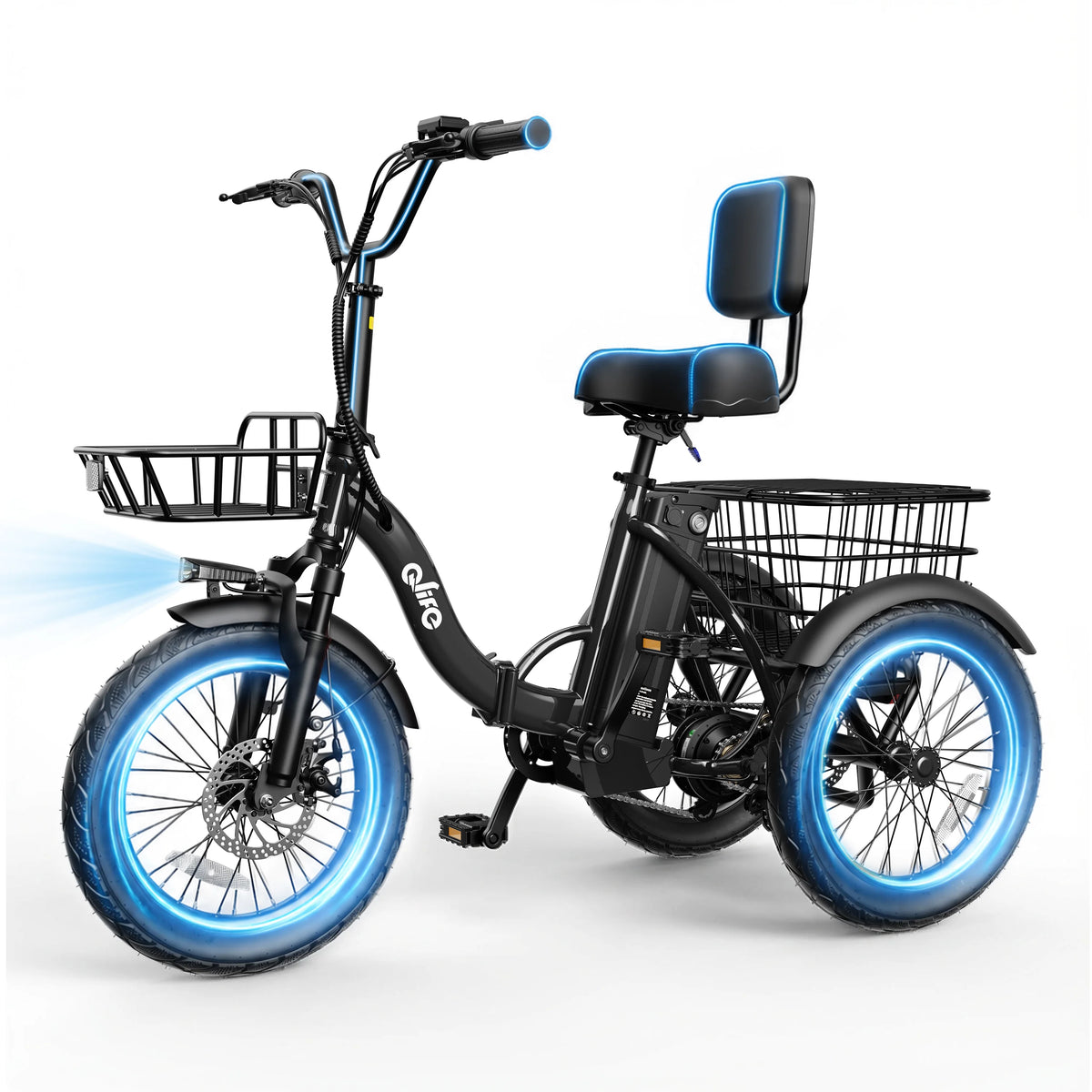 18''X3" Fat Tire Electric Tricycle, 18MPH Up to 50 Miles