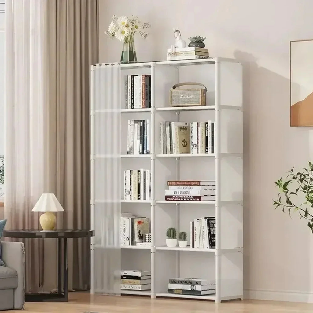 Multi-layer Storage Rack Dustproof Wardrobe Storage Cabinet Multifunctional with Curtains Portable Clothes Organizer Cabinet