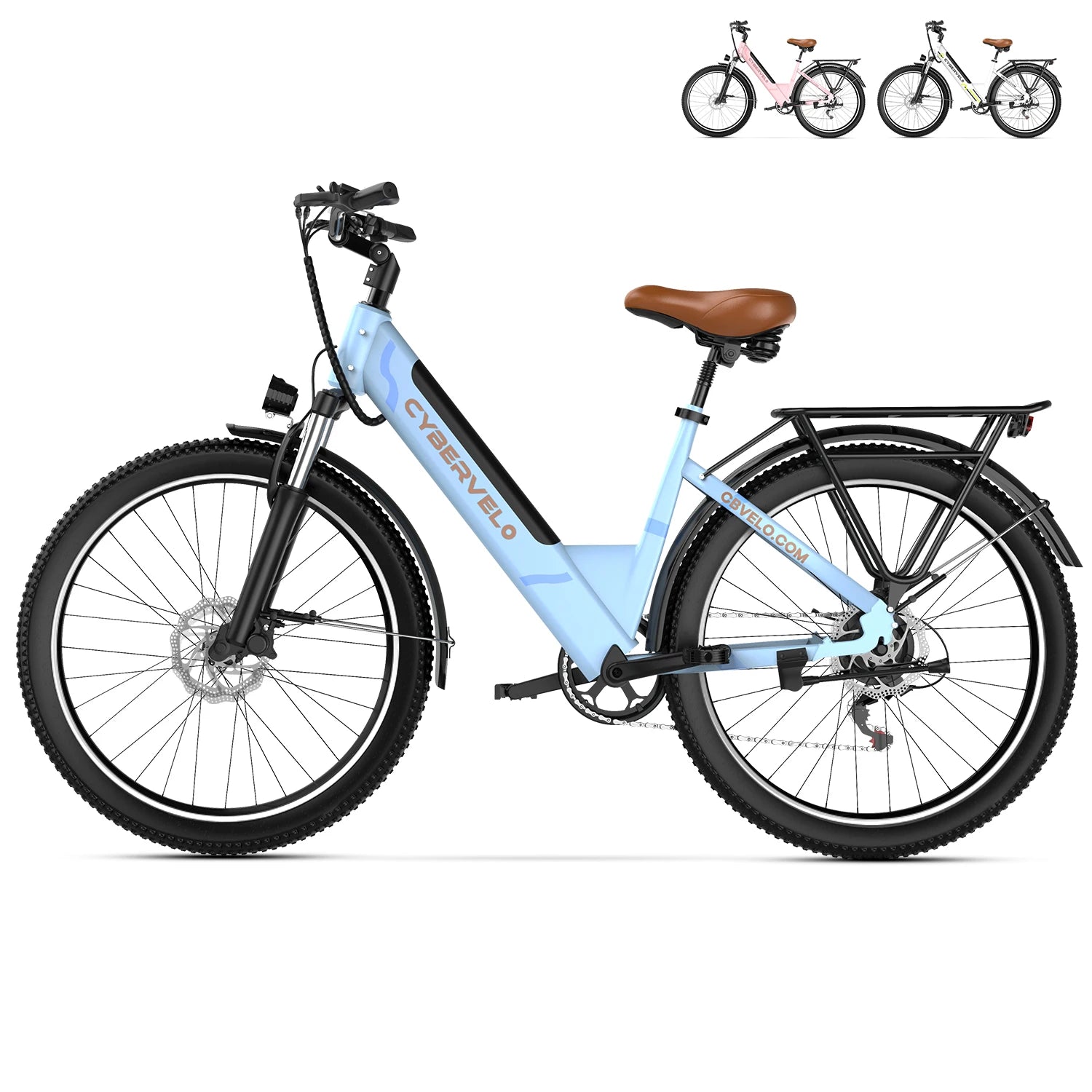 Cybervelo 1000W Peak 26" Electric Bike Adults 80Miles, Removable Battery, 7-Speed Ebike