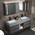 Solid Wood Modern Smart Home Bathroom Vanity Cabinet with Sink