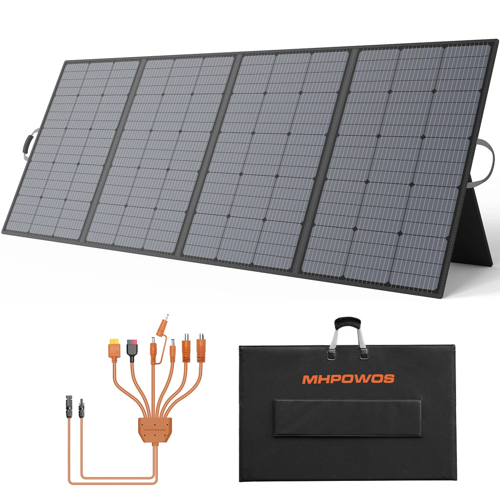 MHPOWOS 400W Portable Solar Panel 31 V Foldable Solar Panels Charger with 7 in 1 Solar Cable