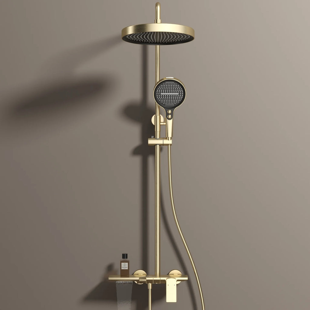 Gold Bathroom Shower Set Multifunctional Household Piano Button Rainfall Hotel Apartment Bathtub Pressurize Shower System Set