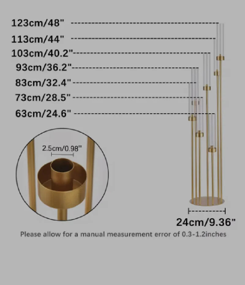 8PCS 7 Arm Floor Candelabra, Gold Candle Holders
