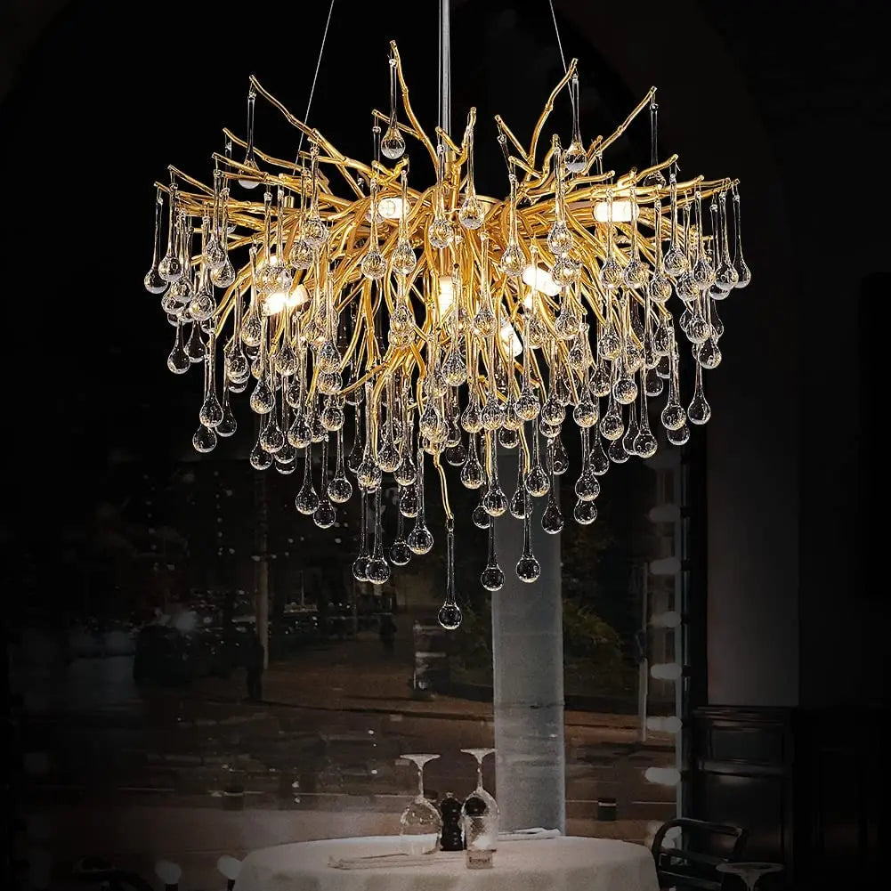 Nordic Luxury Gold LED Crystal Chandelier