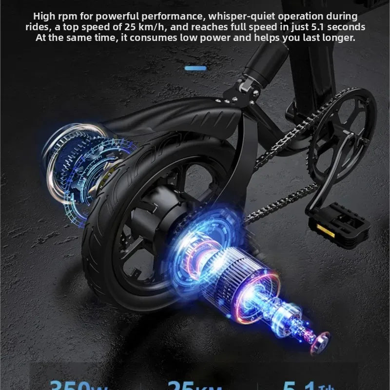 14-inch folding parent-child E-Bike, 350W brushless motor