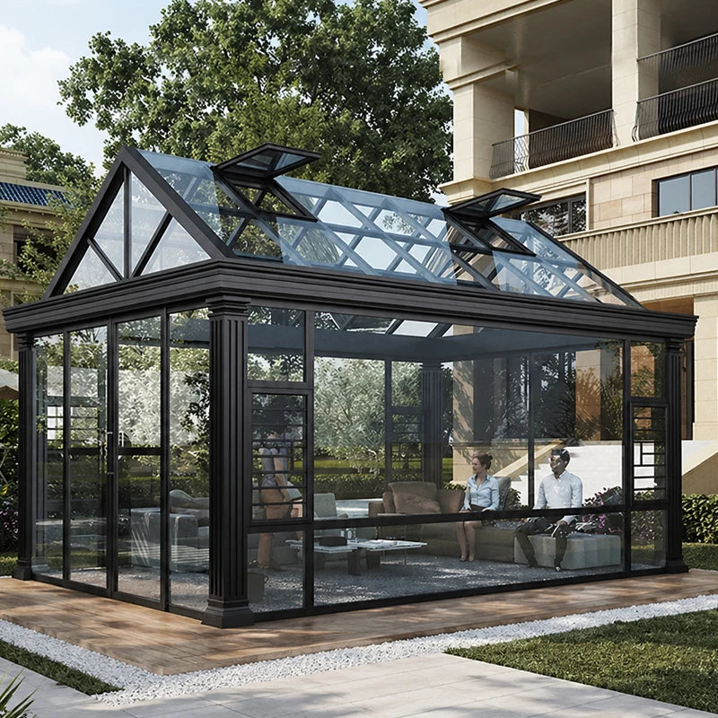 Aluminum Alloy Solarium with Laminated Safety Glass, Customizable Terrace Enclosure