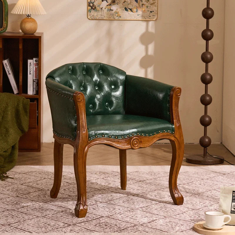 Leisure Sofa Chair, Solid Wood Antique Dining Chair, European Hotel Dining Chair, Living Room Leisure Sofa Chair