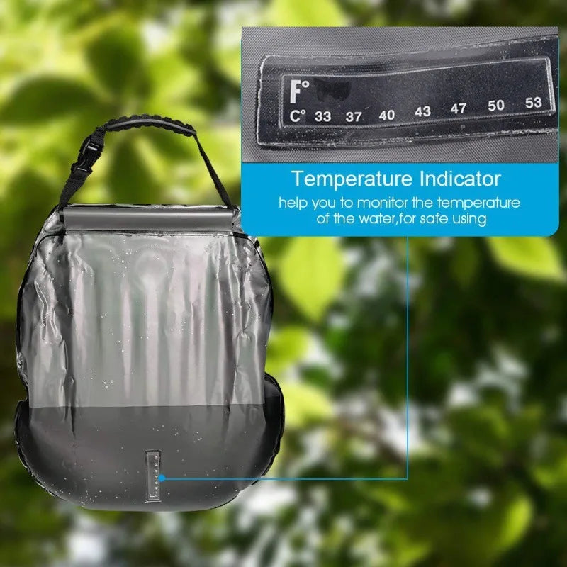 Portable Military Green 20L Solar Heated Shower Bag Outdoor Camping Bath Shower Water Bag for Bathing and Grooming Camping Gear
