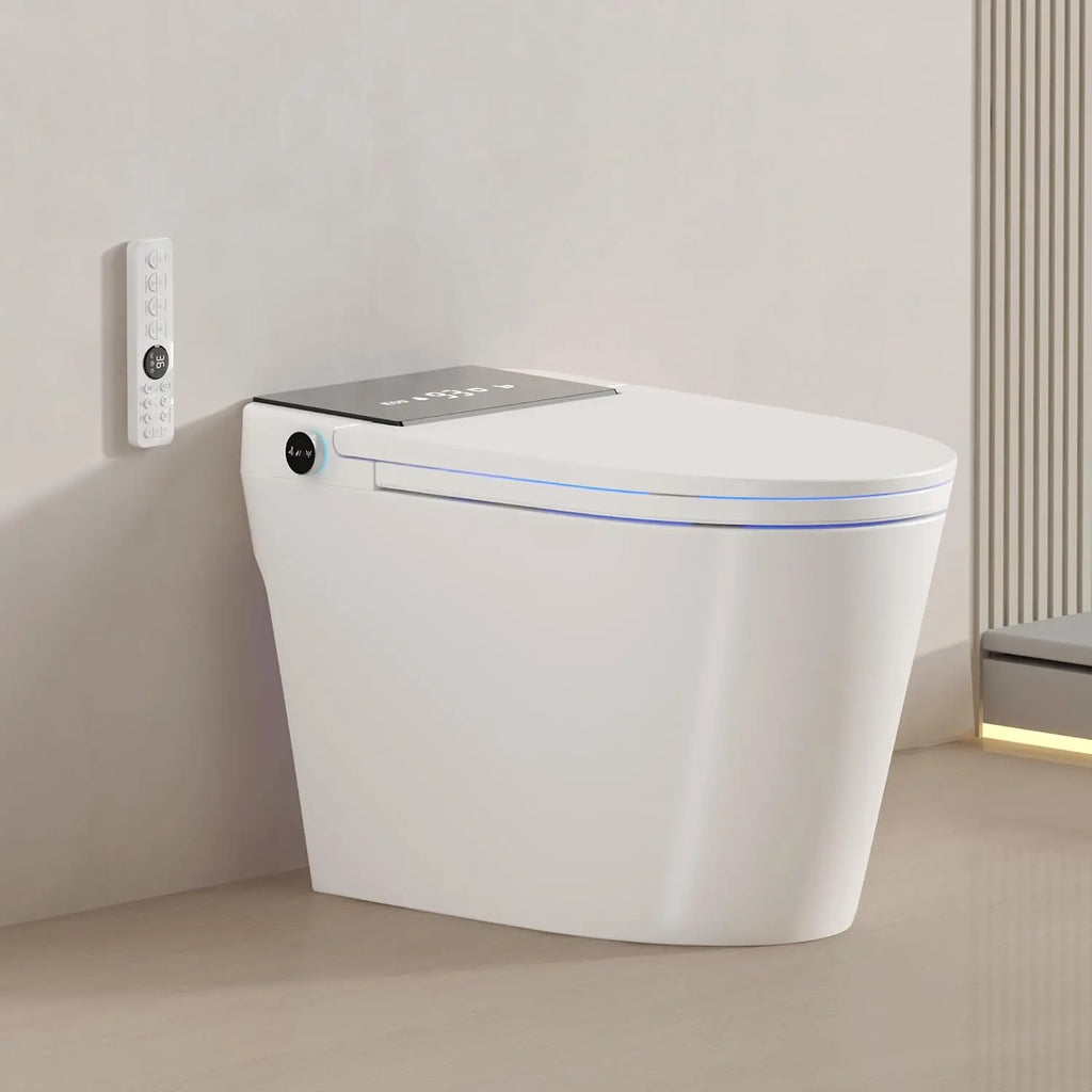 Modern Electric Smart Toilet With Built-In Bidet,Auto Open&Close Lid,Heated Seat,Dual Auto Flush & Foot Sensor, Custom