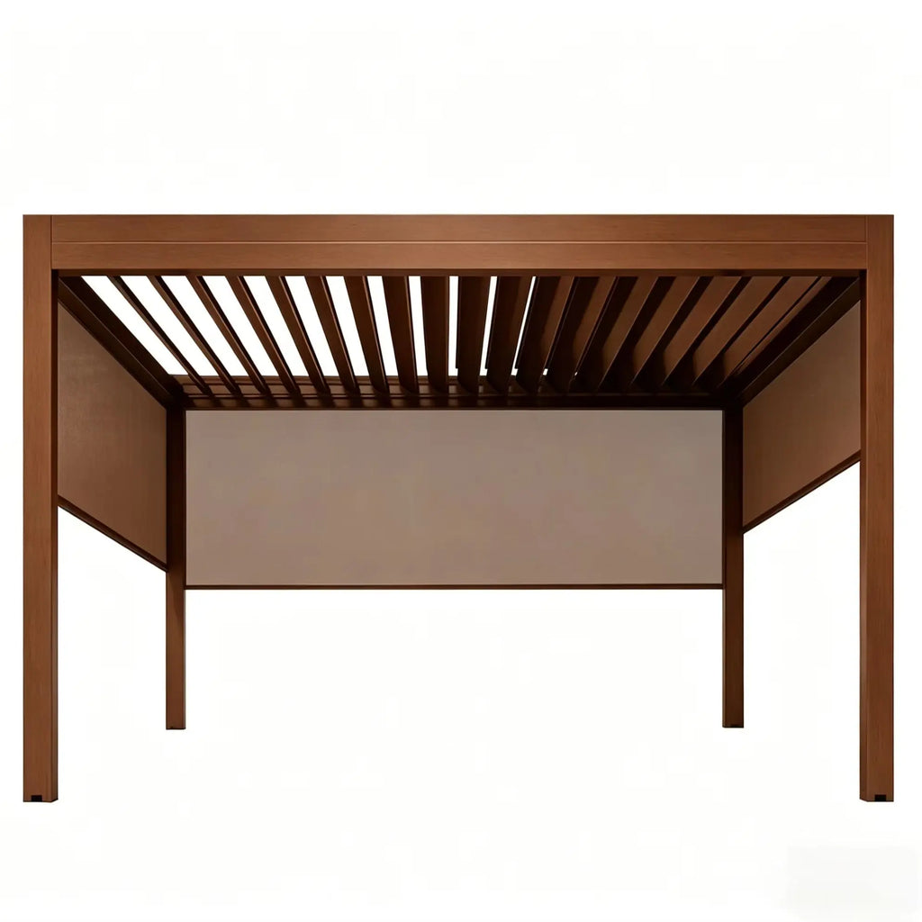 Home Garden Flip Top Aluminum Pergola, Rotatable Louvered Roof Gazebo,