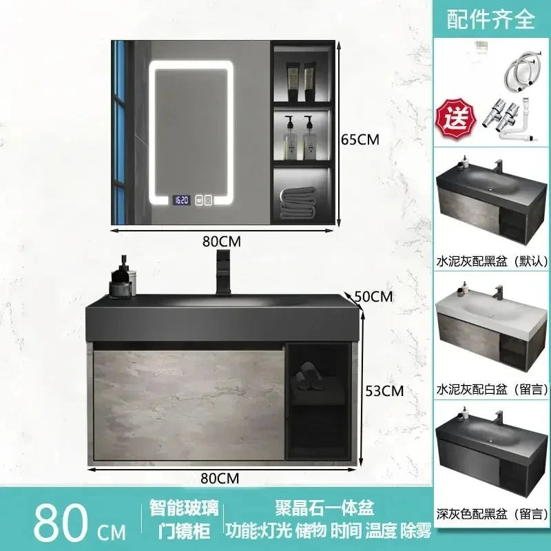 Modern Bathroom Cabinet, Smart Mirror, Integrated Washbasin Bathroom Vanity Cabinets with Sink