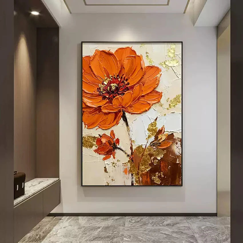 100% Handpainted Oil Painting On Canvas, New Handmade Knife Flower Oil Painting