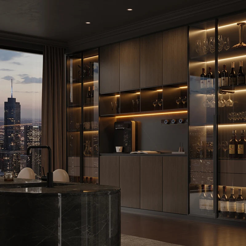 Luxury Wood Living Room Cabinets, Display Wine Bookcase