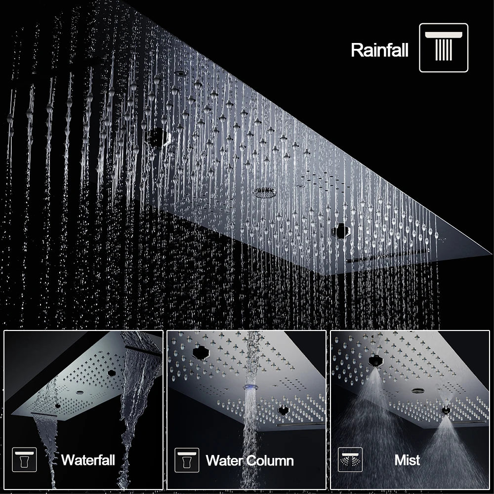 M Boenn Bathroom Spa 6 Functions Shower System, Rainfall Smart Thermostatic Showers Faucet Set