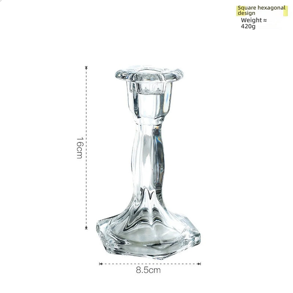 Glass Candle Wick Holder Clear Pillar Table Design Candlestick for Dining Decor