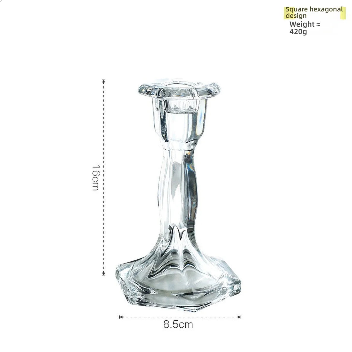 Glass Candle Wick Holder Clear Pillar Table Design Candlestick for Dining Decor
