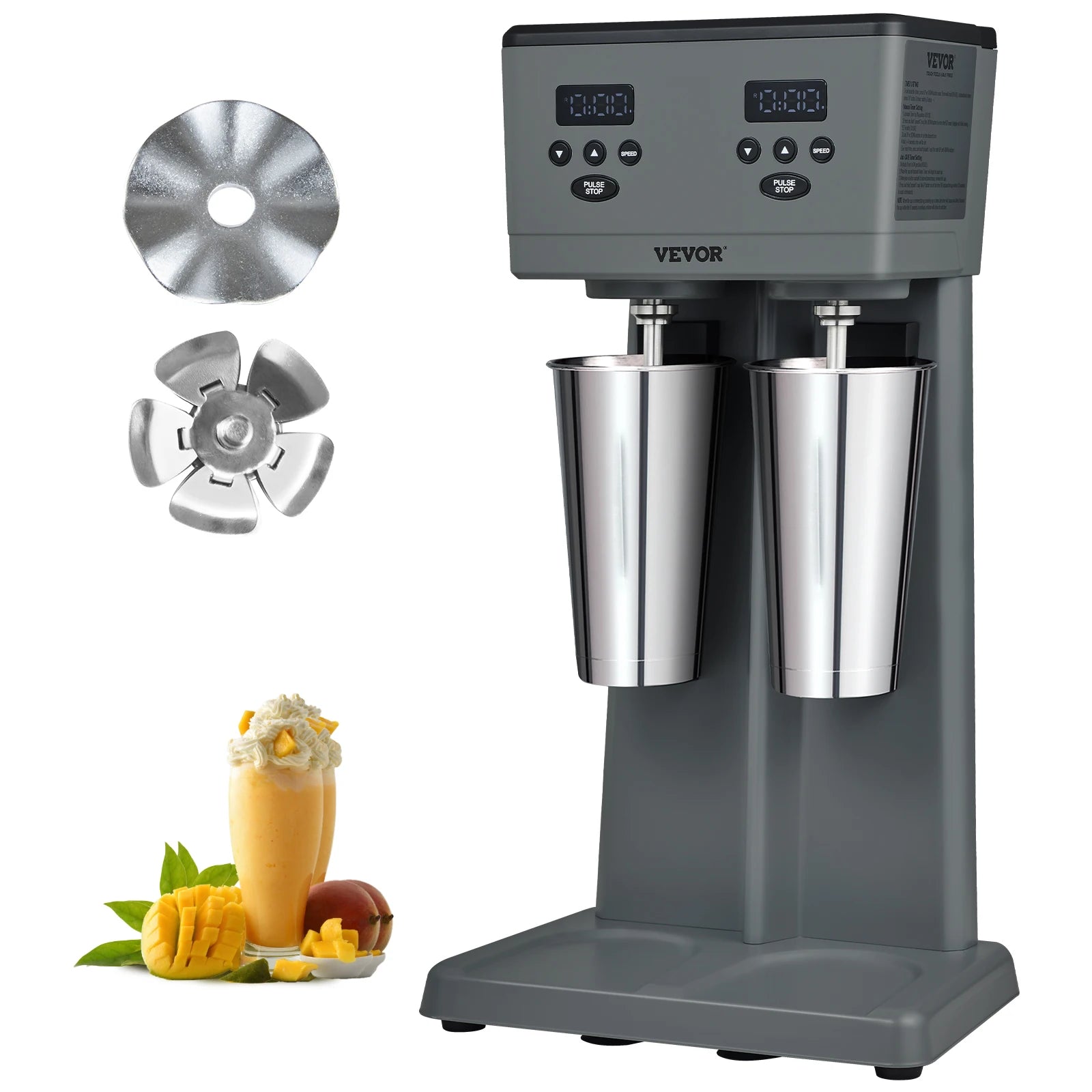 SucceBuy Milkshake Maker, 375W x 2 Electric Milkshake Machine, Commercial Double Heads Drink Mixer Blender