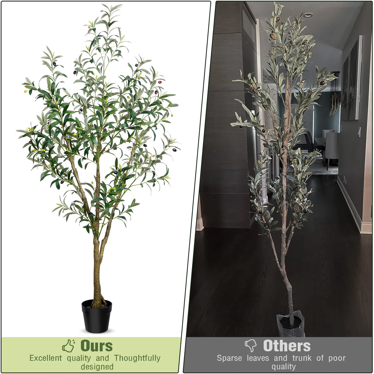 5/6/7/8 Olive Trees Artificial Indoor Faux Olive Tree with Black Pot