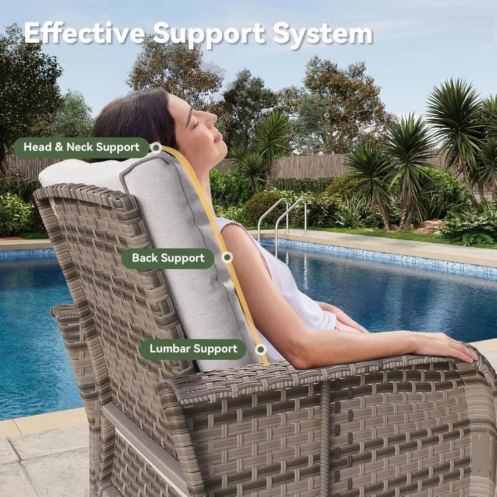 Grey Wicker Rattan Outdoor Patio Furniture Set 10-Piece with Fire Pit, Table,