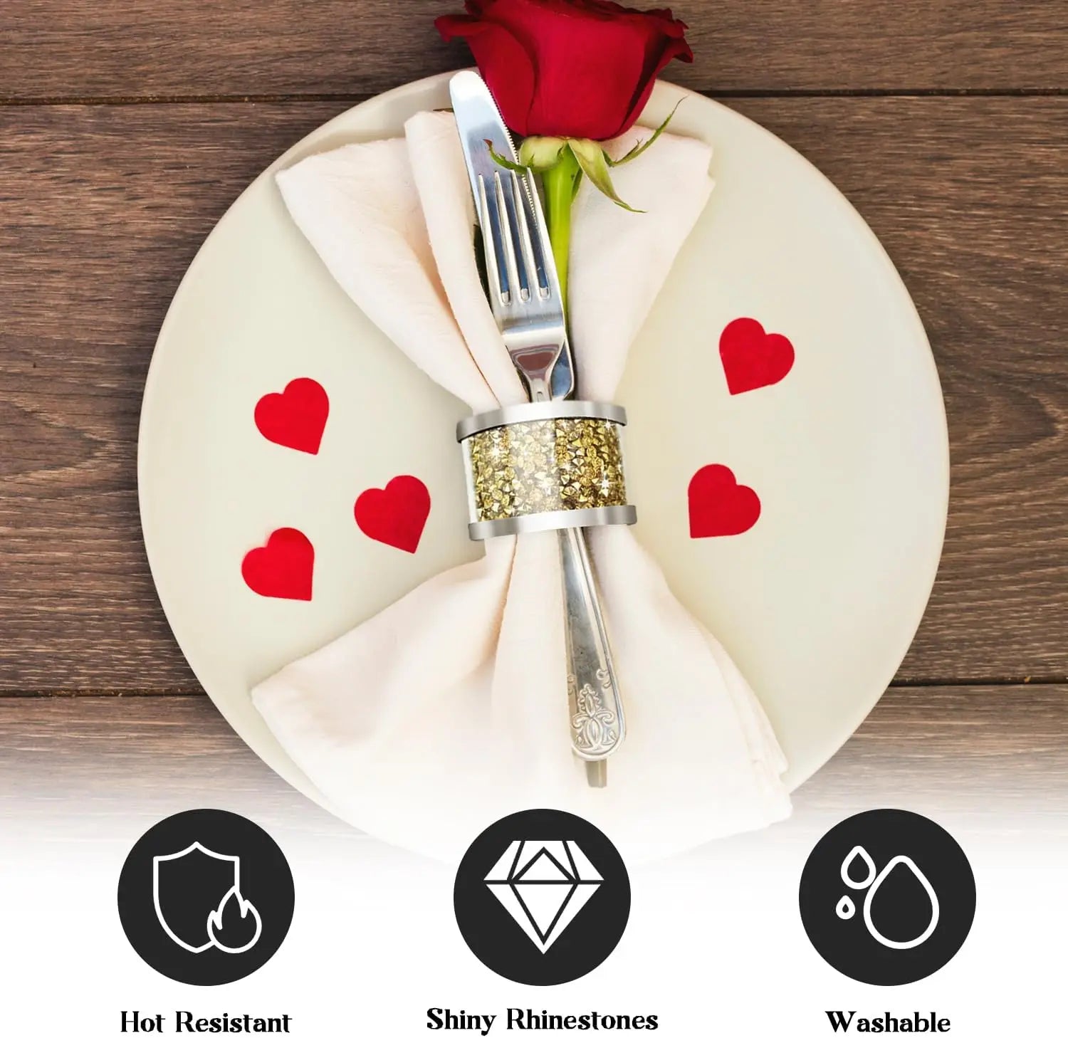 4/6/8 Pcs Crystal Glass Napkin Ring Bling Diamond Napkin Holder Set Christmas Thanksgiving Table Decorations Serviette Buckles