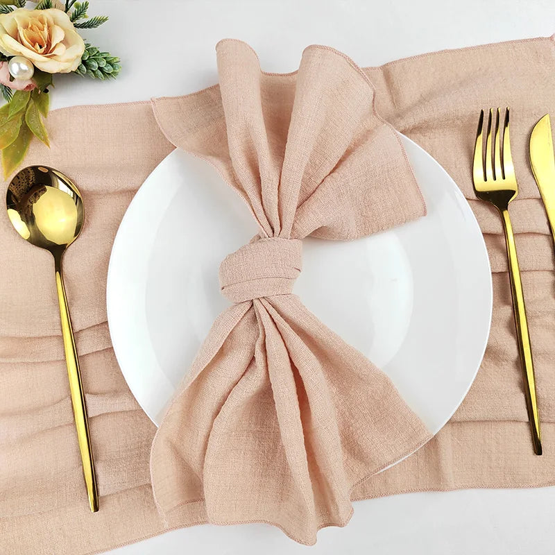 Set of 6  Terracotta Cloth Napkins, Cotton Factory Wholesale Fabric Serviette Gauze Table Towels