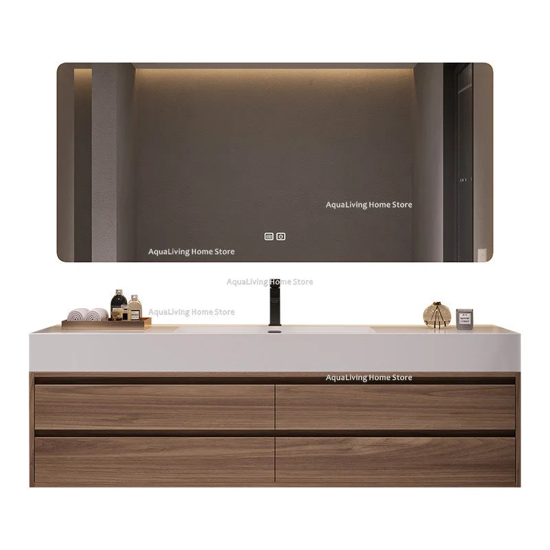 Rock Plate Ceramic Bathroom Cabinets Modern Simple Intelligent Mirror Bathroom Cabinets Household Washbasin Furniture Kast JTB