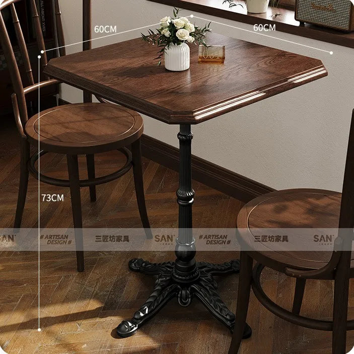 American Retro Cafe Solid Wood Table and Chair Combination Milk Tea Dessert Bakery Restaurant Commercial Dining Table and Chair