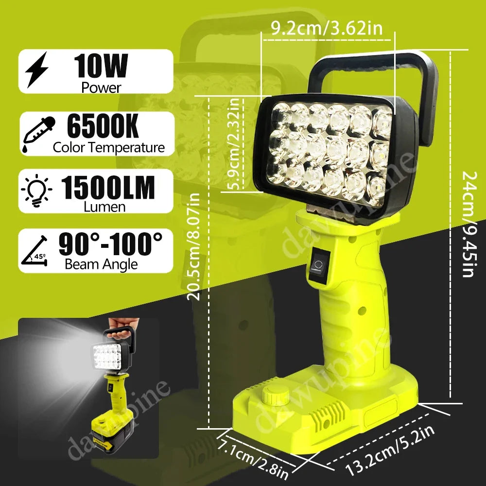 For Ryobi 18V Lithium Battery P107 P108 18 Beads LED Working Lights
