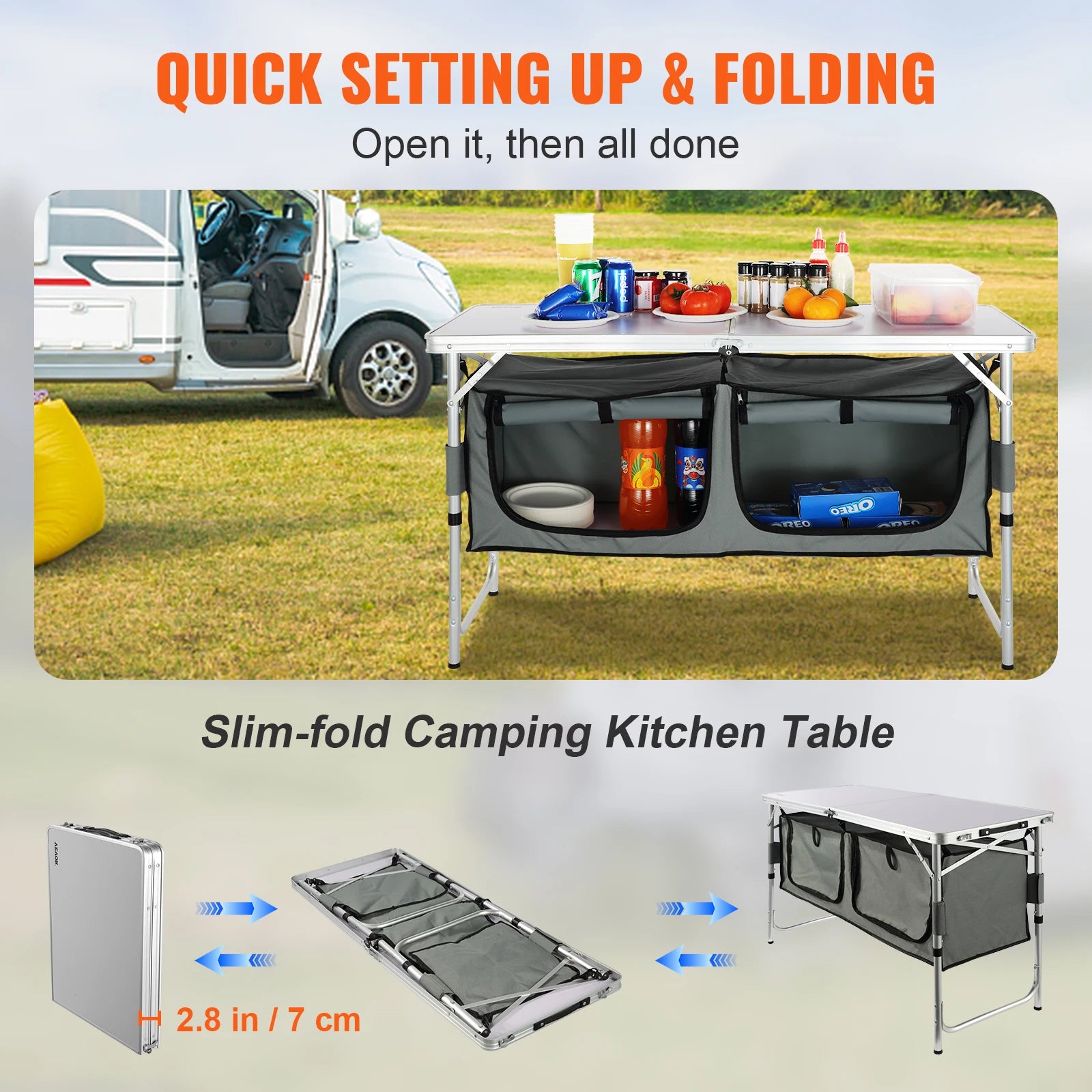 SucceBuy Quick set-up Folding Camping Table