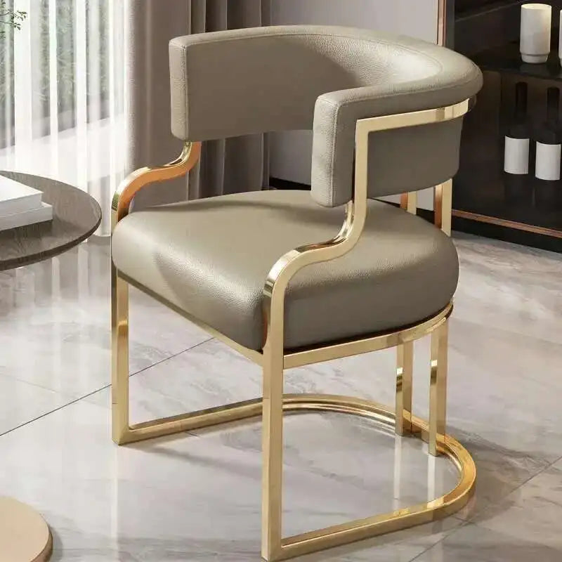 Luxury golden Dining Chairs, wrought Iron Backrest Armchair